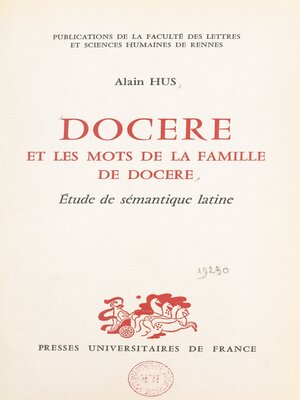 cover image of Docere et les mots de la famille de docere
